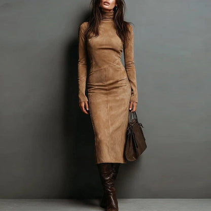 Turtleneck Long-sleeved Dress Fashion Sexy Slim-fitting Bodycon Long Dresses Women's Clothing