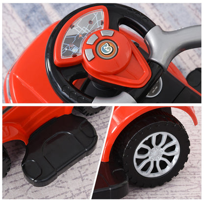2 In 1 Push Cars for Toddlers Kid Ride on Push Car Stroller Sliding Car with Horn Music Light Function Secure Bar Ride on Toy for Boy Girl 1-3 Years Old Red