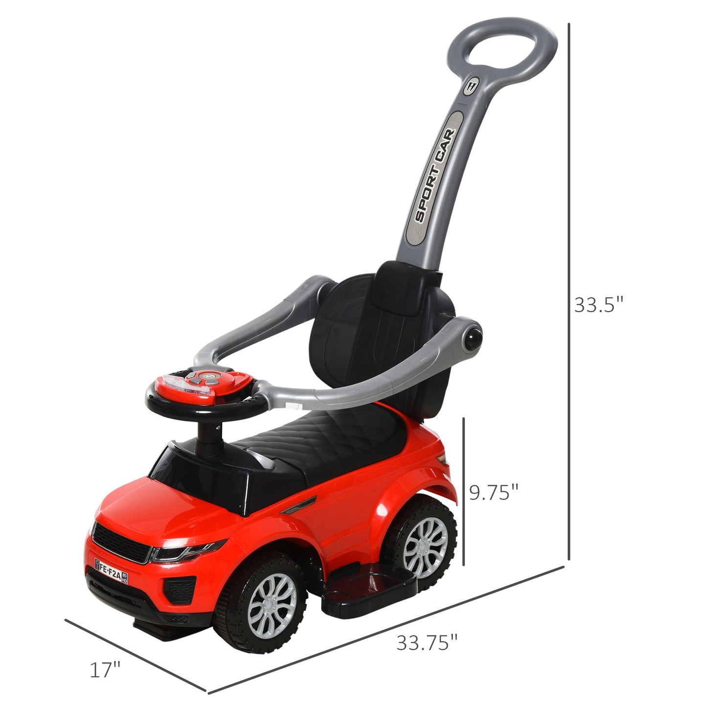 2 In 1 Push Cars for Toddlers Kid Ride on Push Car Stroller Sliding Car with Horn Music Light Function Secure Bar Ride on Toy for Boy Girl 1-3 Years Old Red